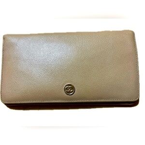 Chanel CoCo Button Long Bi-Fold Wallet, Beige